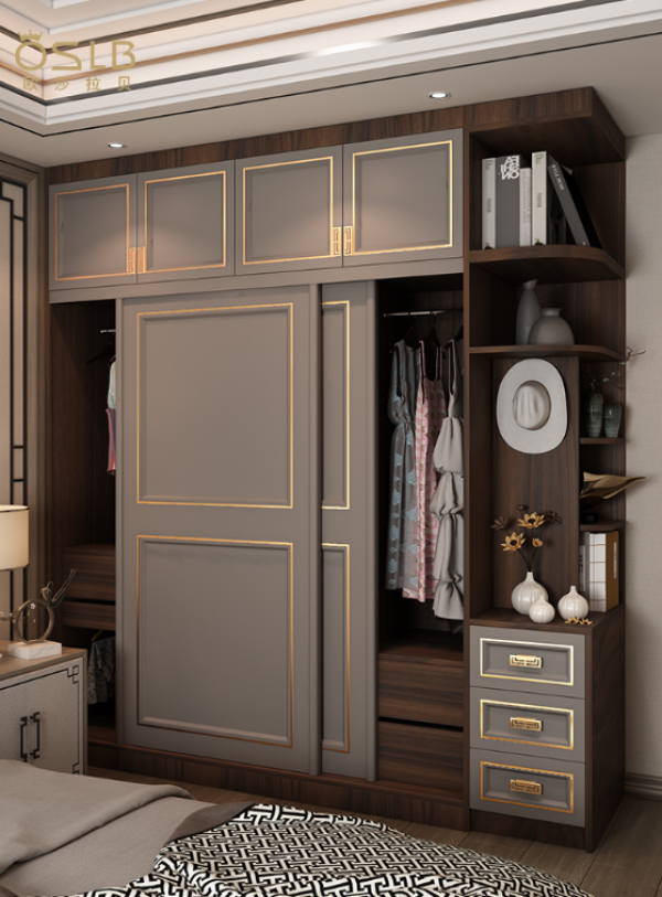 Lemari Pakaian Sliding dengan Pola Cina